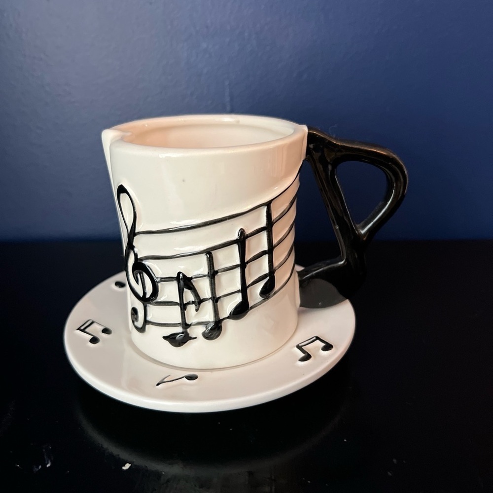 Vintage Music Note Mug and Saucer